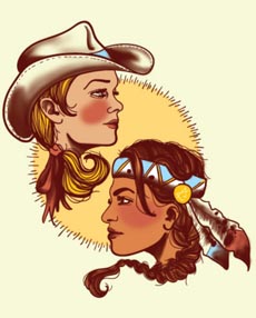 cowgirl and indian